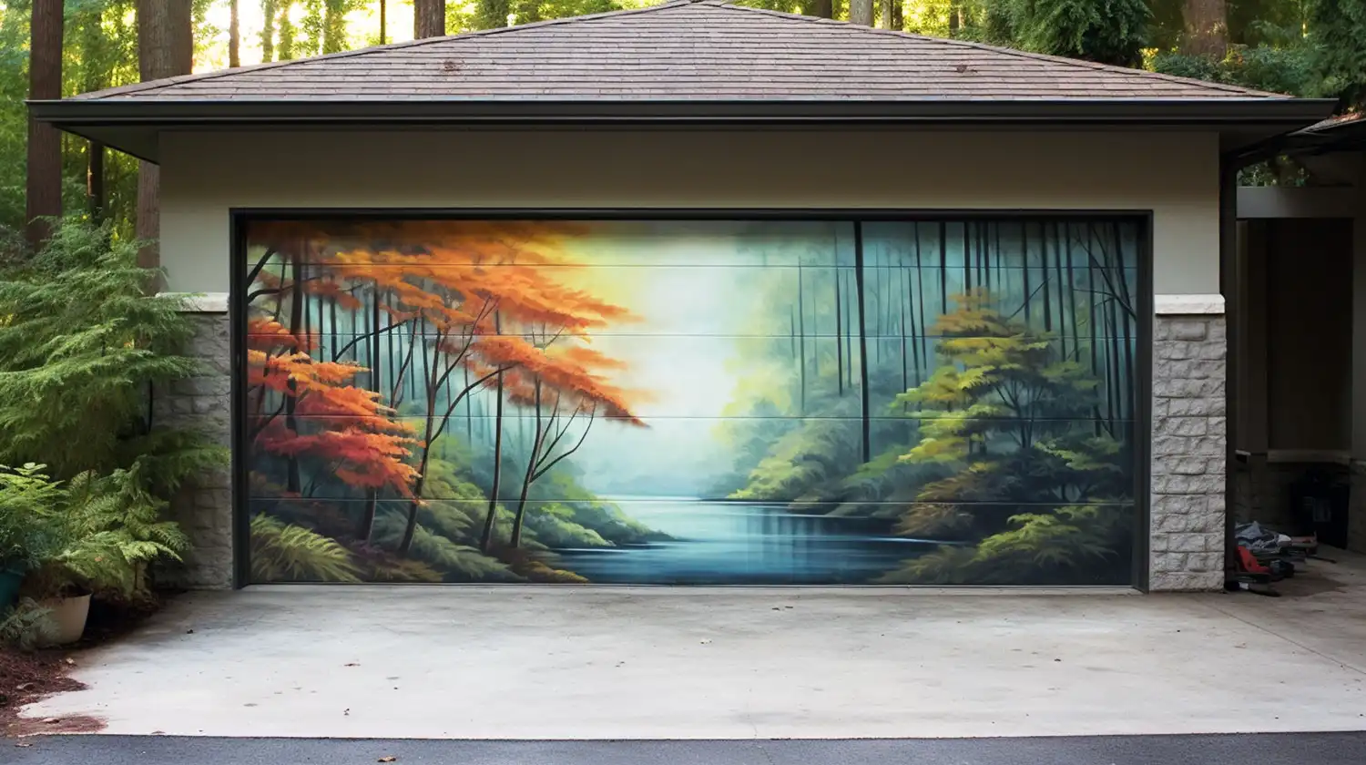 Painted Garage Door With Scenery